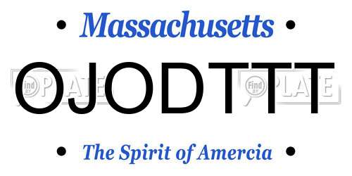 OJODTTT Massachusetts License Plate