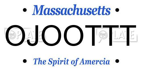 OJOOTTT Massachusetts License Plate