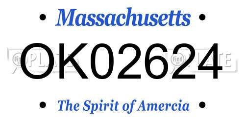 OK02624 Massachusetts License Plate