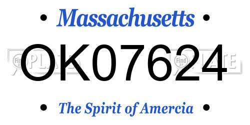 OK07624 Massachusetts License Plate