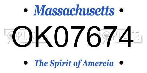 OK07674 Massachusetts License Plate