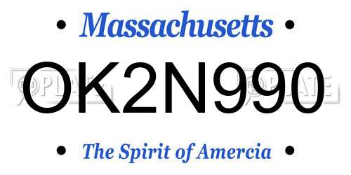 OK2N990 Massachusetts License Plate