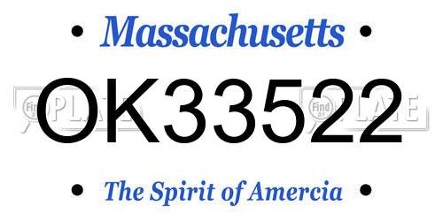 OK33522 Massachusetts License Plate