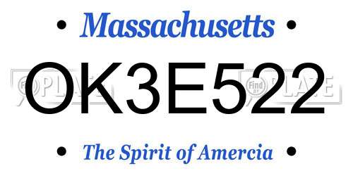 OK3E522 Massachusetts License Plate