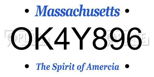 OK4Y896 Massachusetts License Plate
