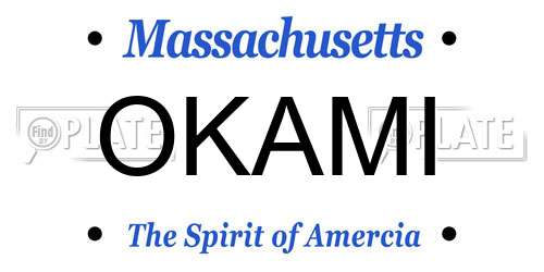 OKAMI Massachusetts License Plate