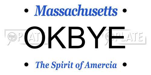 OKBYE Massachusetts License Plate
