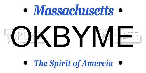 OKBYME Massachusetts License Plate