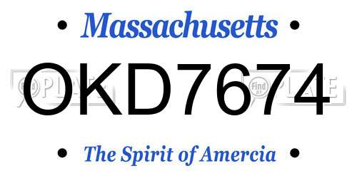 OKD7674 Massachusetts License Plate