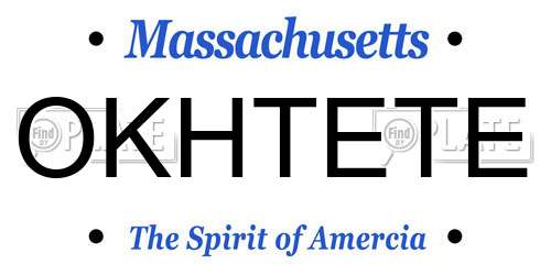 OKHTETE Massachusetts License Plate