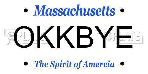 OKKBYE Massachusetts License Plate