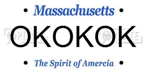 OKOKOK Massachusetts License Plate