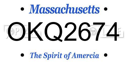 OKQ2674 Massachusetts License Plate