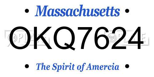 OKQ7624 Massachusetts License Plate