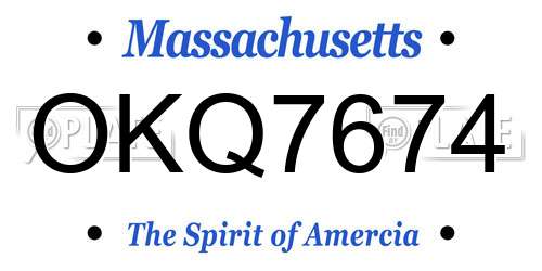 OKQ7674 Massachusetts License Plate