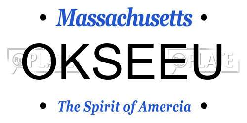 OKSEEU Massachusetts License Plate