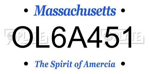 OL6A451 Massachusetts License Plate