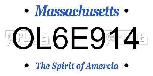 OL6E914 Massachusetts License Plate