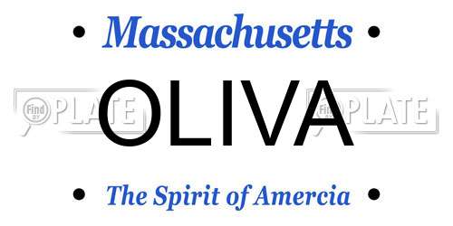 OLIVA Massachusetts License Plate