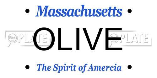 OLIVE Massachusetts License Plate