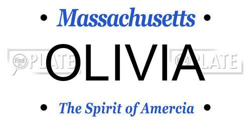 OLIVIA Massachusetts License Plate