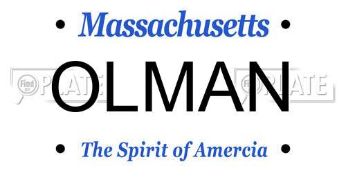 OLMAN Massachusetts License Plate