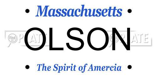 OLSON Massachusetts License Plate