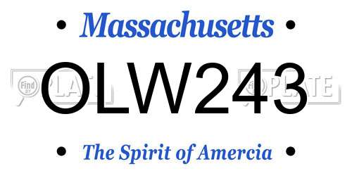 OLW243 Massachusetts License Plate