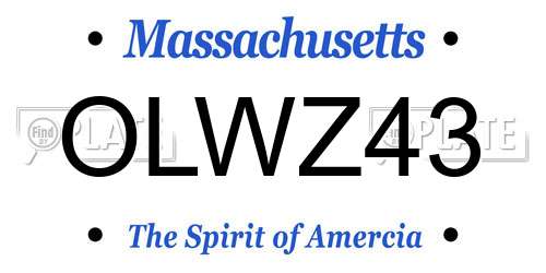 OLWZ43 Massachusetts License Plate
