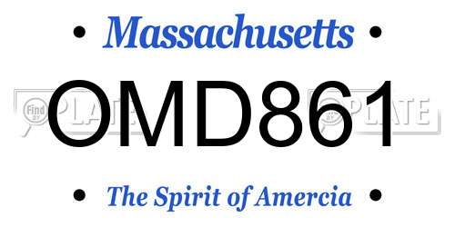 OMD861 Massachusetts License Plate