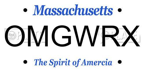OMGWRX Massachusetts License Plate