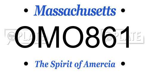 OMO861 Massachusetts License Plate
