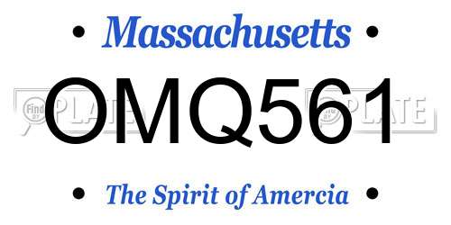 OMQ561 Massachusetts License Plate