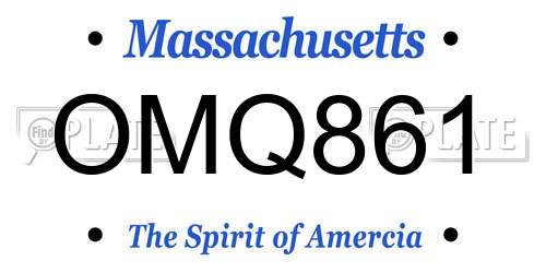 OMQ861 Massachusetts License Plate