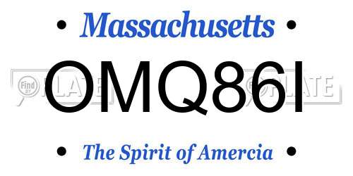 OMQ86I Massachusetts License Plate