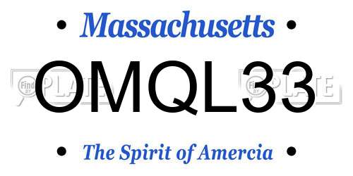 OMQL33 Massachusetts License Plate