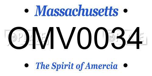 OMV0034 Massachusetts License Plate