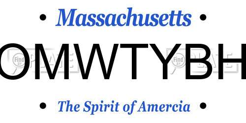 OMWTYBH Massachusetts License Plate