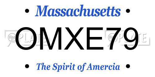 OMXE79 Massachusetts License Plate