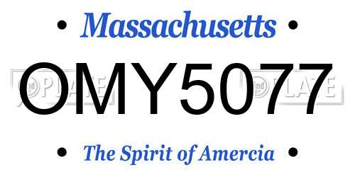 OMY5077 Massachusetts License Plate