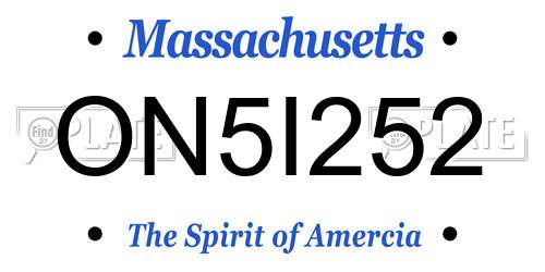 ON5I252 Massachusetts License Plate