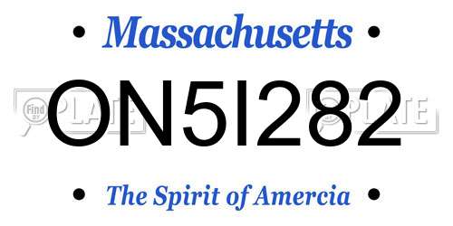 ON5I282 Massachusetts License Plate