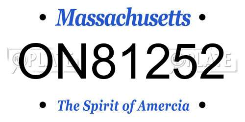 ON81252 Massachusetts License Plate