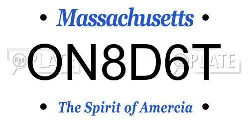 ON8D6T Massachusetts License Plate
