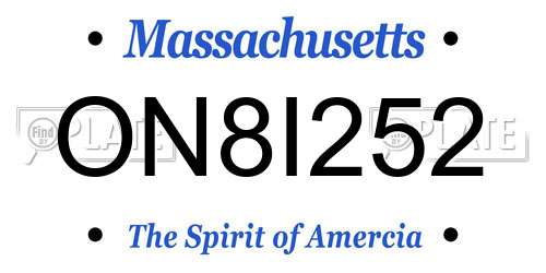 ON8I252 Massachusetts License Plate