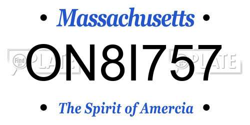 ON8I757 Massachusetts License Plate