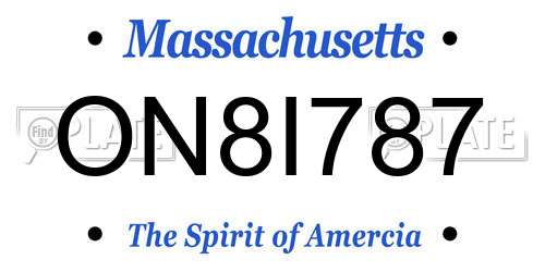 ON8I787 Massachusetts License Plate