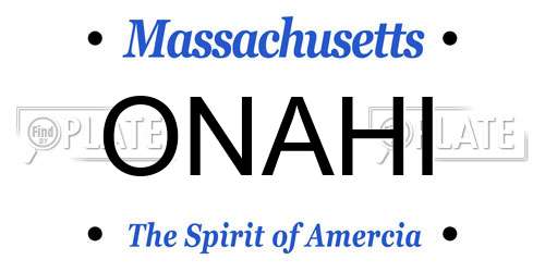 ONAHI Massachusetts License Plate