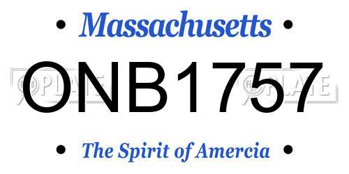 ONB1757 Massachusetts License Plate