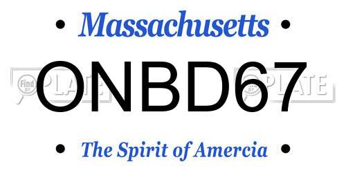 ONBD67 Massachusetts License Plate